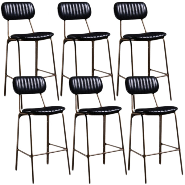 Industrial Metal Barstool Faux Leather Footrest Low Back Counter Stool with Iorn 4 Legs