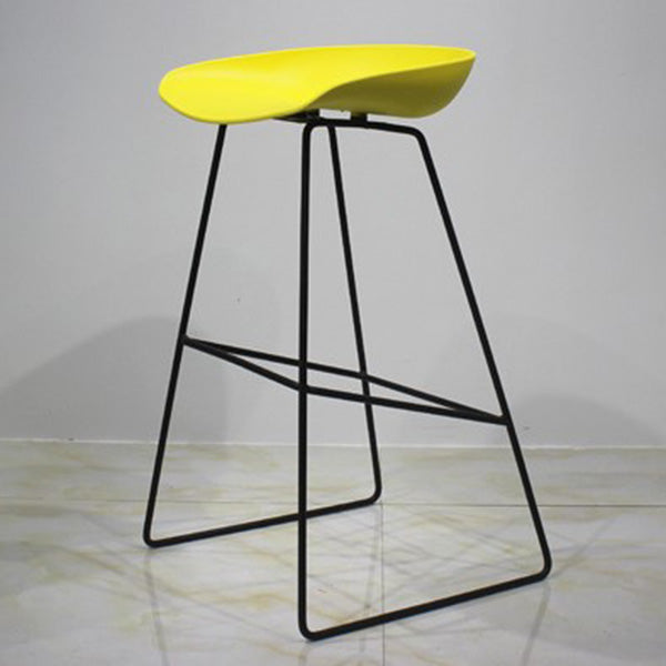 Contemporary Metal Counter Stool Plastic Low Back Furniture with Iorn 4 Legs