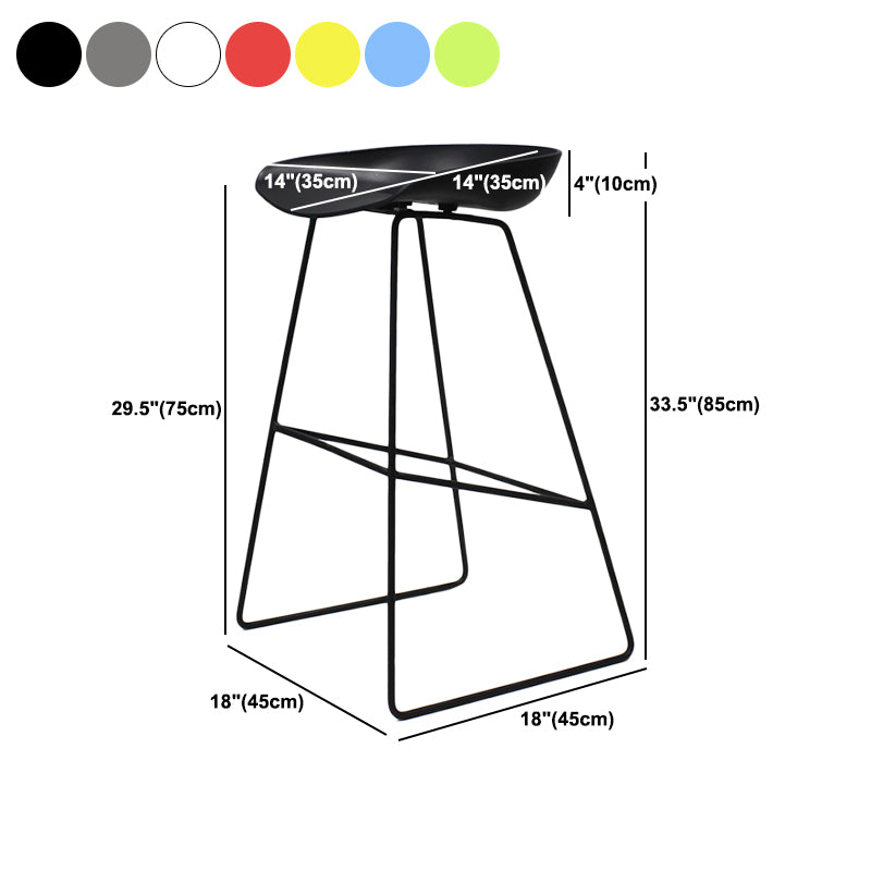 Contemporary Metal Counter Stool Plastic Low Back Furniture with Iorn 4 Legs