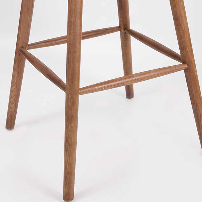 Contemporary Green Wood Stool Faux Leather Furniture Low Back with 4 Wood Legs