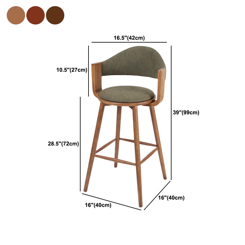 Contemporary Green Wood Stool Faux Leather Furniture Low Back with 4 Wood Legs