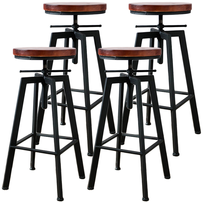 Industrial Metal Barstool Faux Leather Low Back Counter Stool with Iorn 4 Legs