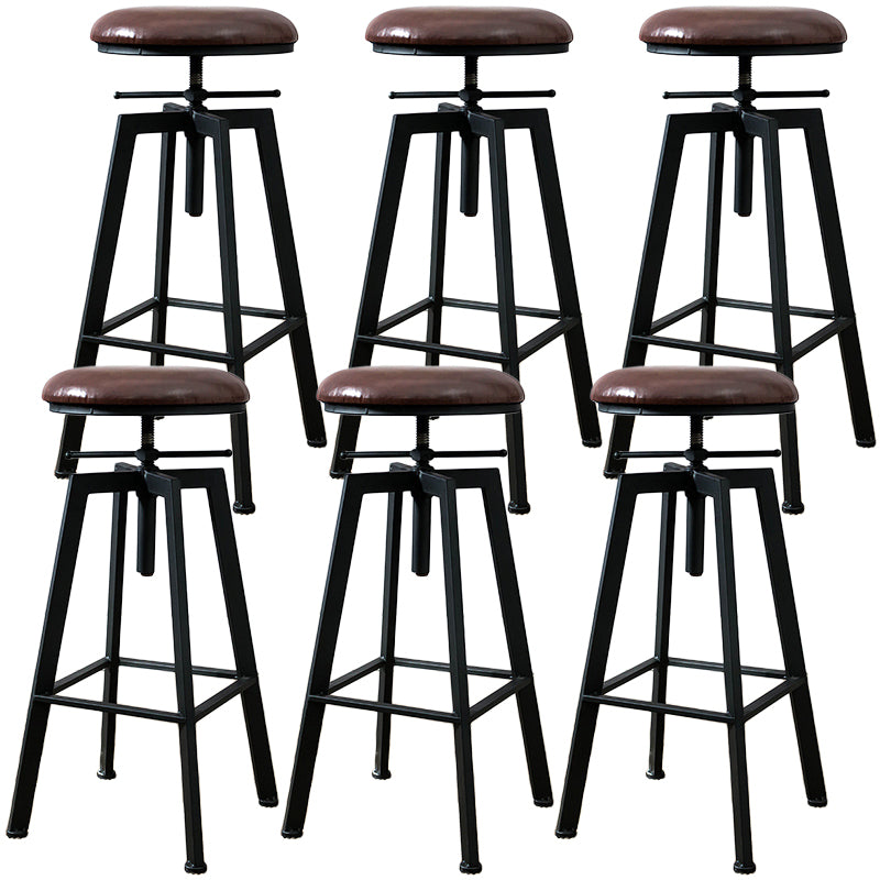 Industrial Metal Barstool Faux Leather Low Back Counter Stool with Iorn 4 Legs