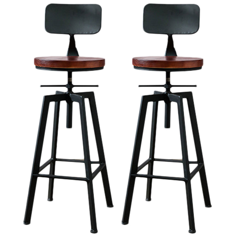 Industrial Metal Barstool Faux Leather Low Back Counter Stool with Iorn 4 Legs