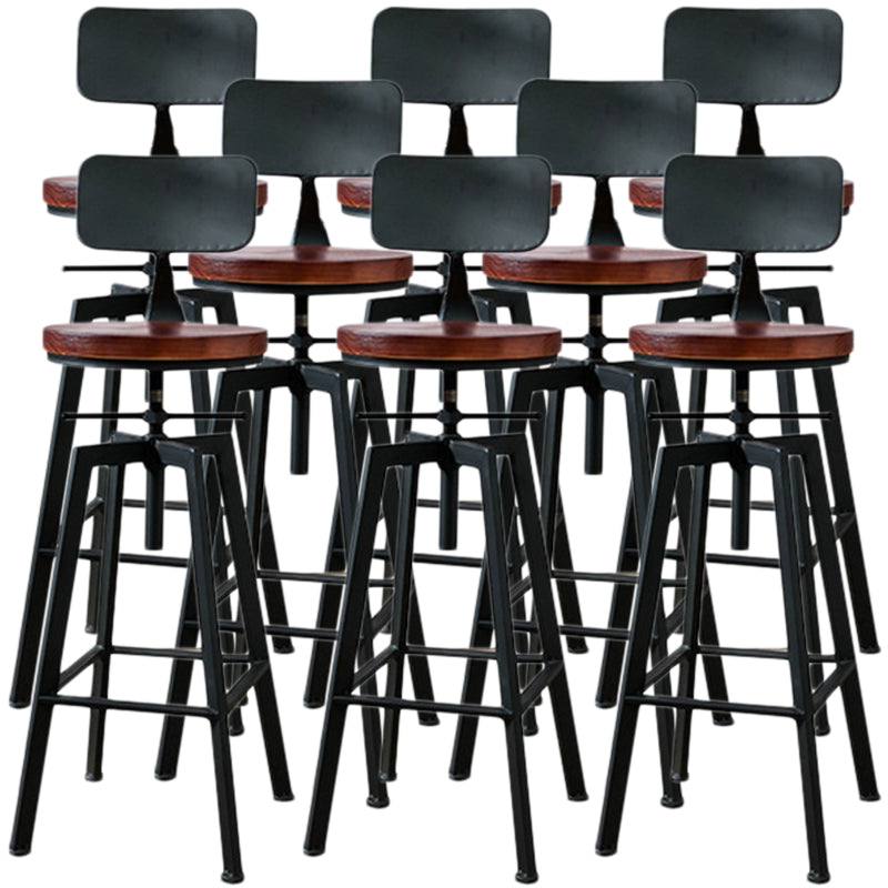 Industrial Metal Barstool Faux Leather Low Back Counter Stool with Iorn 4 Legs