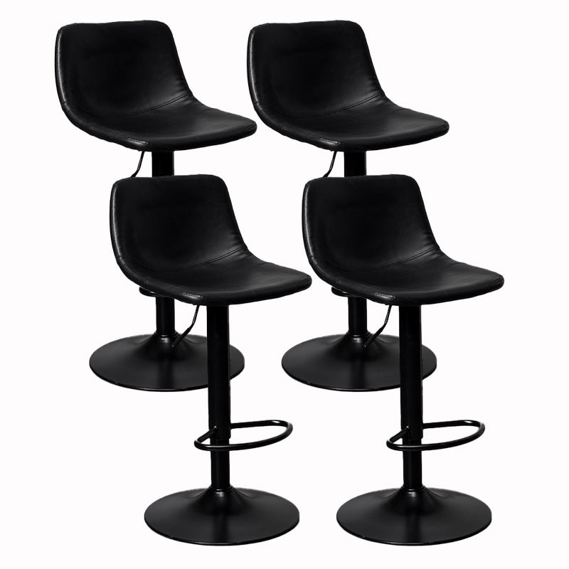 Scandinavian Metal Stool Faux Leather Upholstered Counter Stool in Matte Finish for Indoor