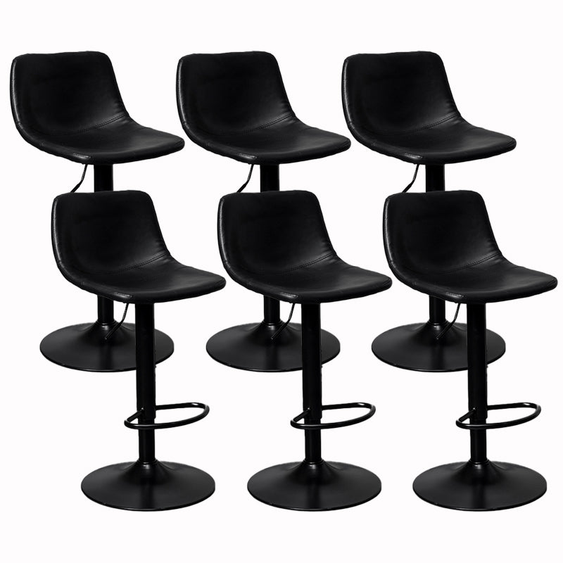 Scandinavian Metal Stool Faux Leather Upholstered Counter Stool in Matte Finish for Indoor