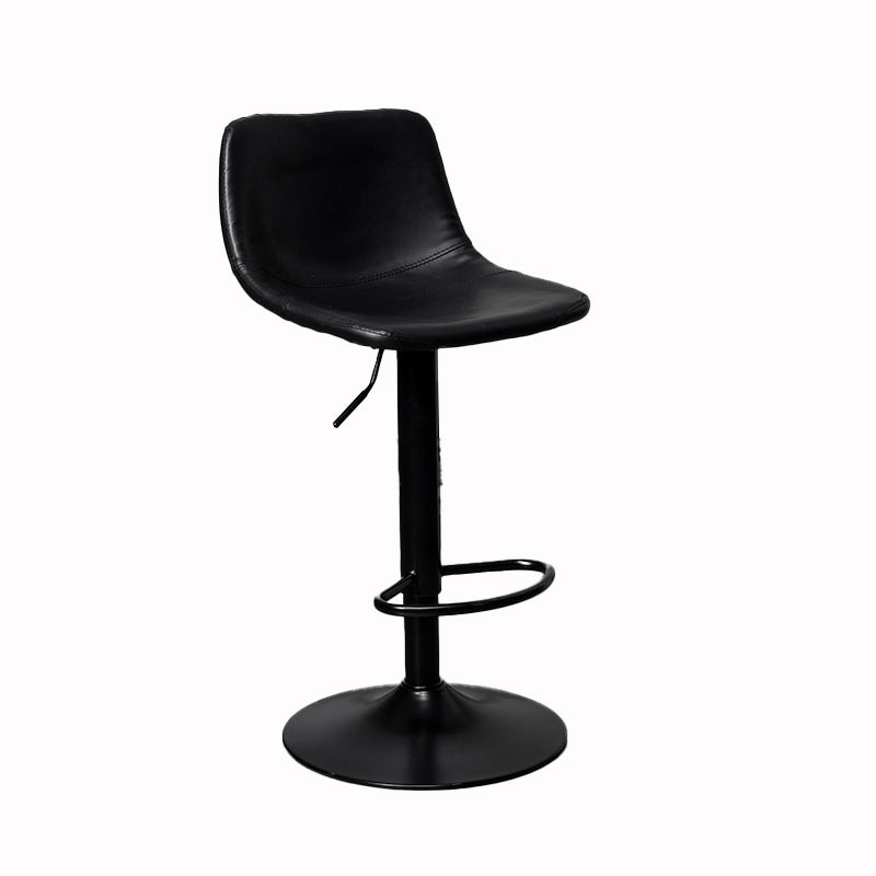 Scandinavian Metal Stool Faux Leather Upholstered Counter Stool in Matte Finish for Indoor