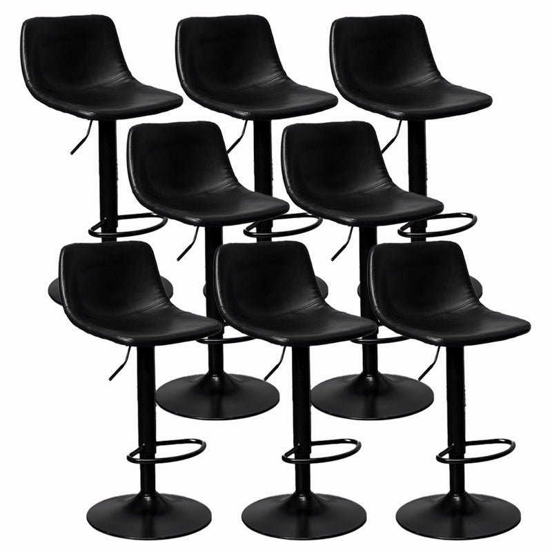 Scandinavian Metal Stool Faux Leather Upholstered Counter Stool in Matte Finish for Indoor