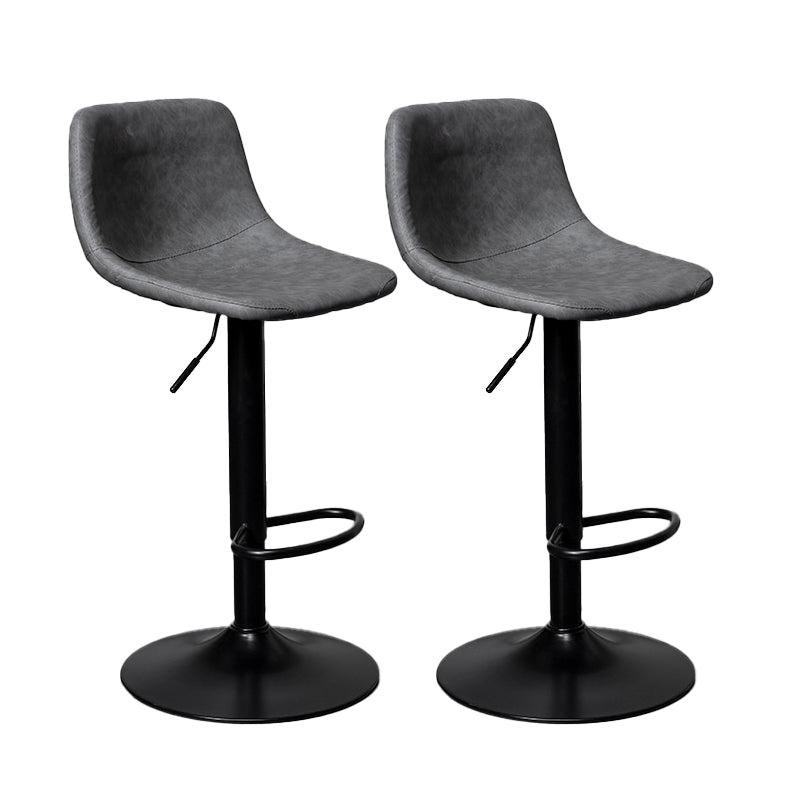 Scandinavian Metal Stool Faux Leather Upholstered Counter Stool in Matte Finish for Indoor