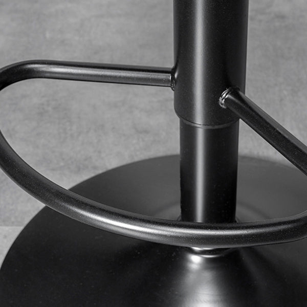 Scandinavian Metal Stool Faux Leather Upholstered Counter Stool in Matte Finish for Indoor