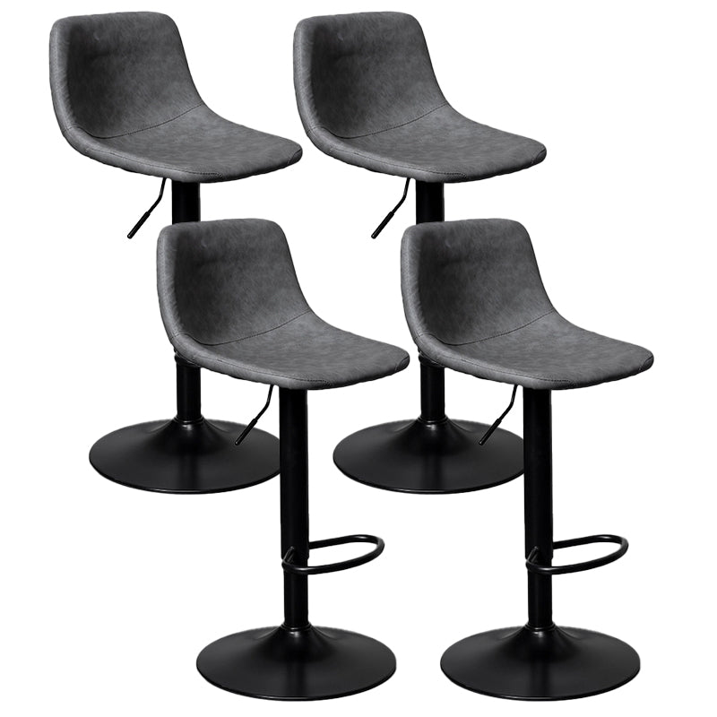 Scandinavian Metal Stool Faux Leather Upholstered Counter Stool in Matte Finish for Indoor