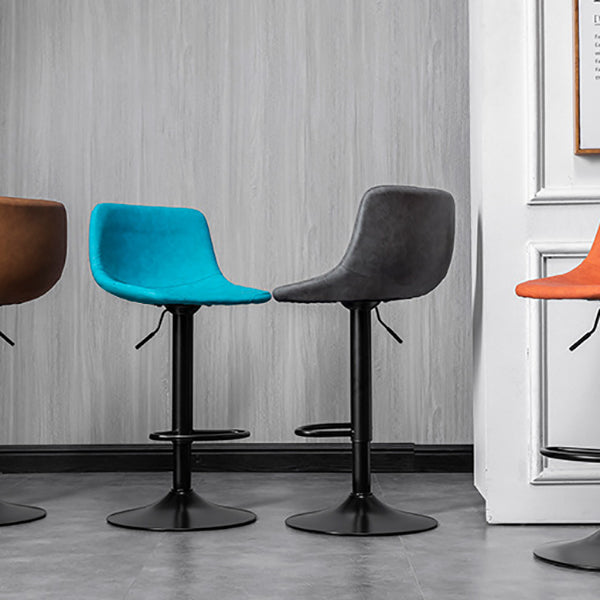 Scandinavian Metal Stool Faux Leather Upholstered Counter Stool in Matte Finish for Indoor