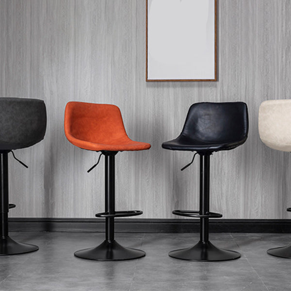 Scandinavian Metal Stool Faux Leather Upholstered Counter Stool in Matte Finish for Indoor