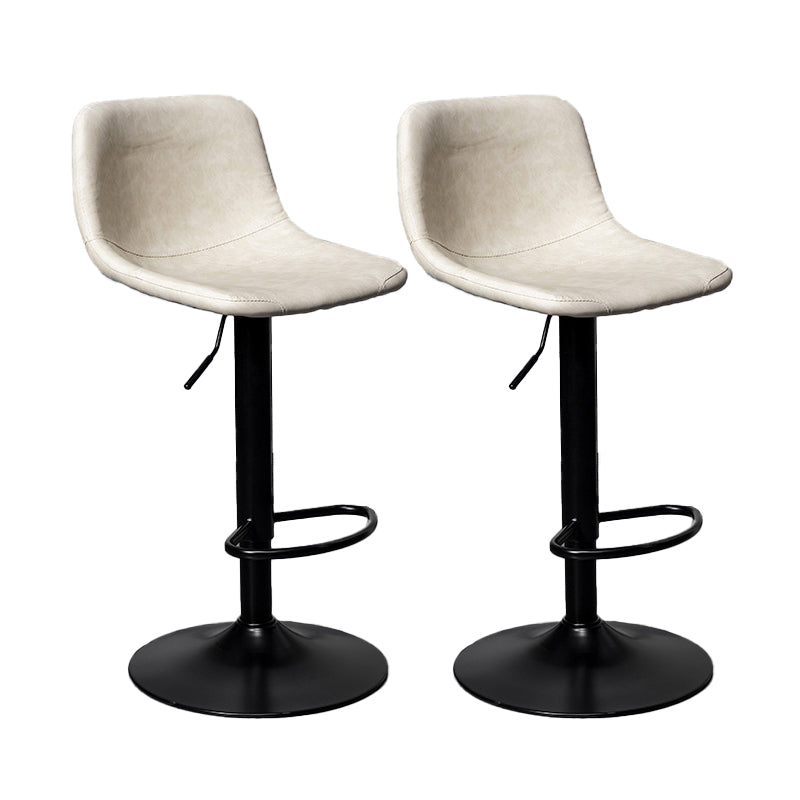 Scandinavian Metal Stool Faux Leather Upholstered Counter Stool in Matte Finish for Indoor