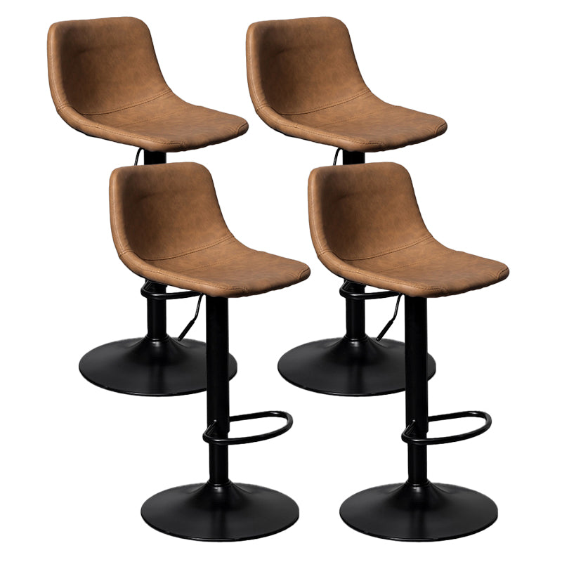 Scandinavian Metal Stool Faux Leather Upholstered Counter Stool in Matte Finish for Indoor