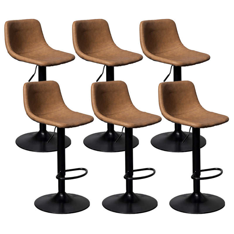 Scandinavian Metal Stool Faux Leather Upholstered Counter Stool in Matte Finish for Indoor