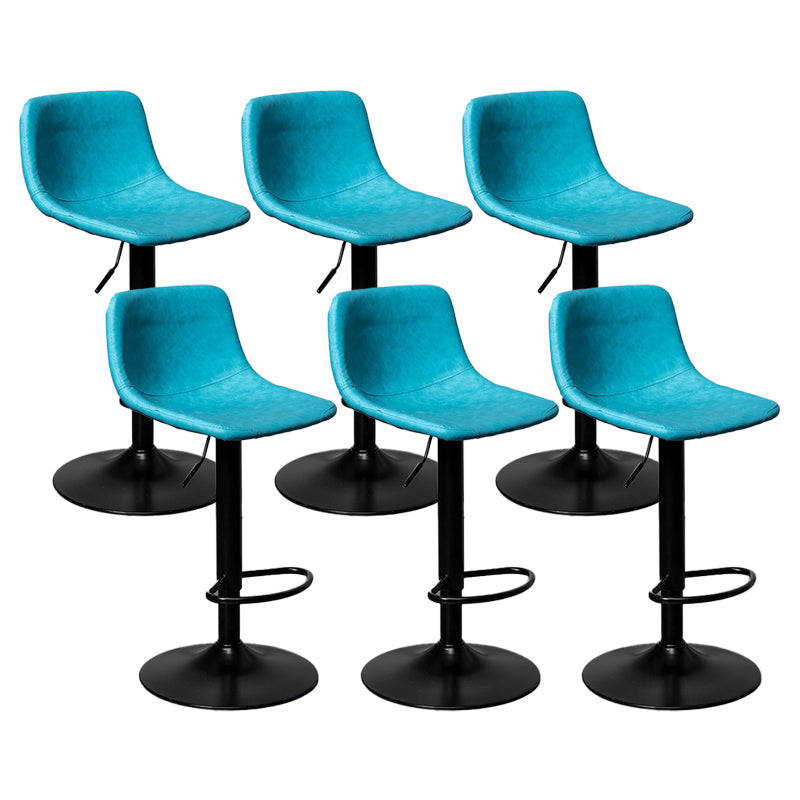 Scandinavian Metal Stool Faux Leather Upholstered Counter Stool in Matte Finish for Indoor