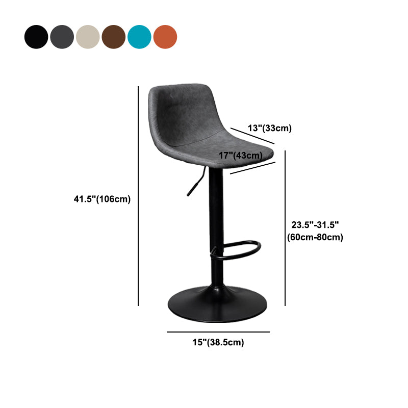 Scandinavian Metal Stool Faux Leather Upholstered Counter Stool in Matte Finish for Indoor