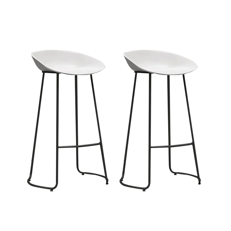 Contemporary Metal Stool Plastic Low Back Counter Stool with 4 Legs