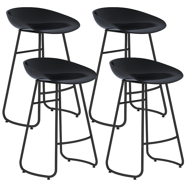 Contemporary Metal Stool Plastic Low Back Counter Stool with 4 Legs