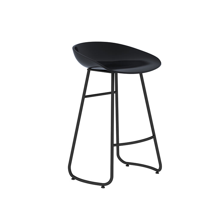 Contemporary Metal Stool Plastic Low Back Counter Stool with 4 Legs