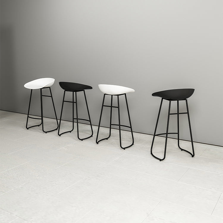 Contemporary Metal Stool Plastic Low Back Counter Stool with 4 Legs