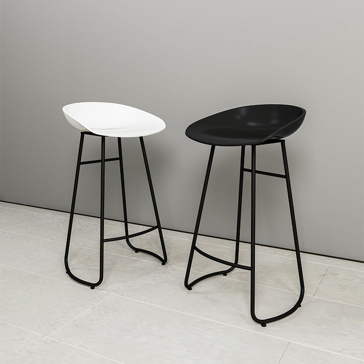 Contemporary Metal Stool Plastic Low Back Counter Stool with 4 Legs