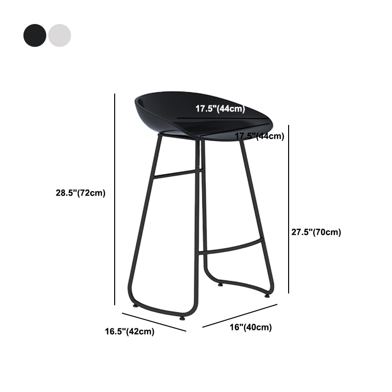 Contemporary Metal Stool Plastic Low Back Counter Stool with 4 Legs