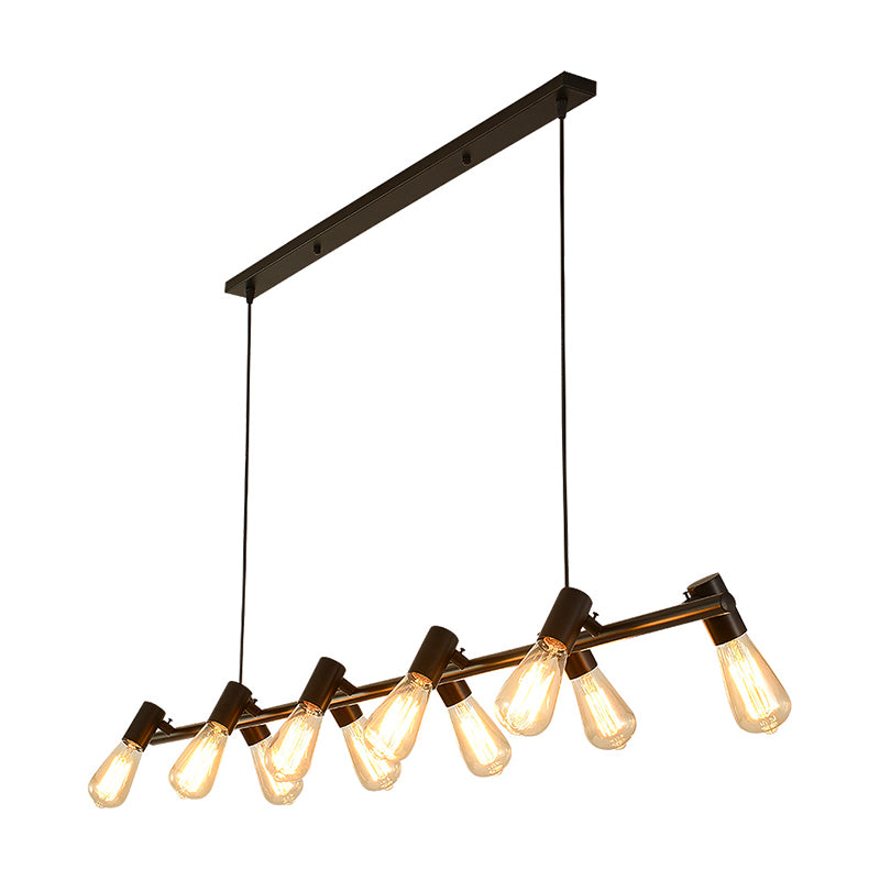 Black Industrial Pendant Light Linear Shape Island Light with Metal Shade for Living Room