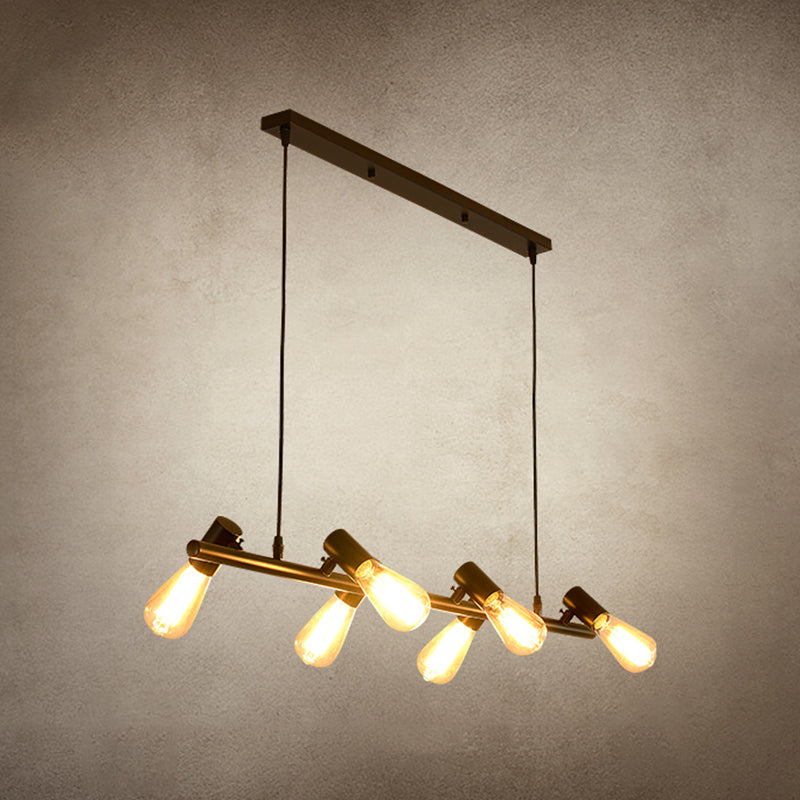 Black Industrial Pendant Light Linear Shape Island Light with Metal Shade for Living Room