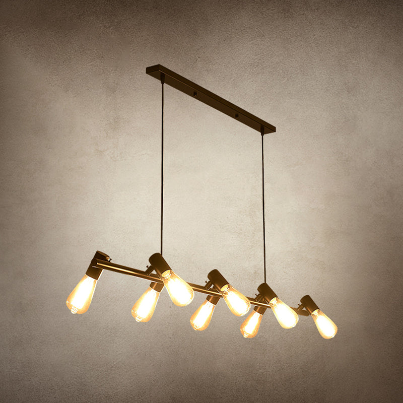 Black Industrial Pendant Light Linear Shape Island Light with Metal Shade for Living Room