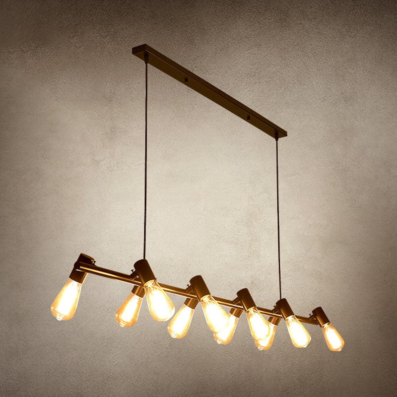 Black Industrial Pendant Light Linear Shape Island Light with Metal Shade for Living Room