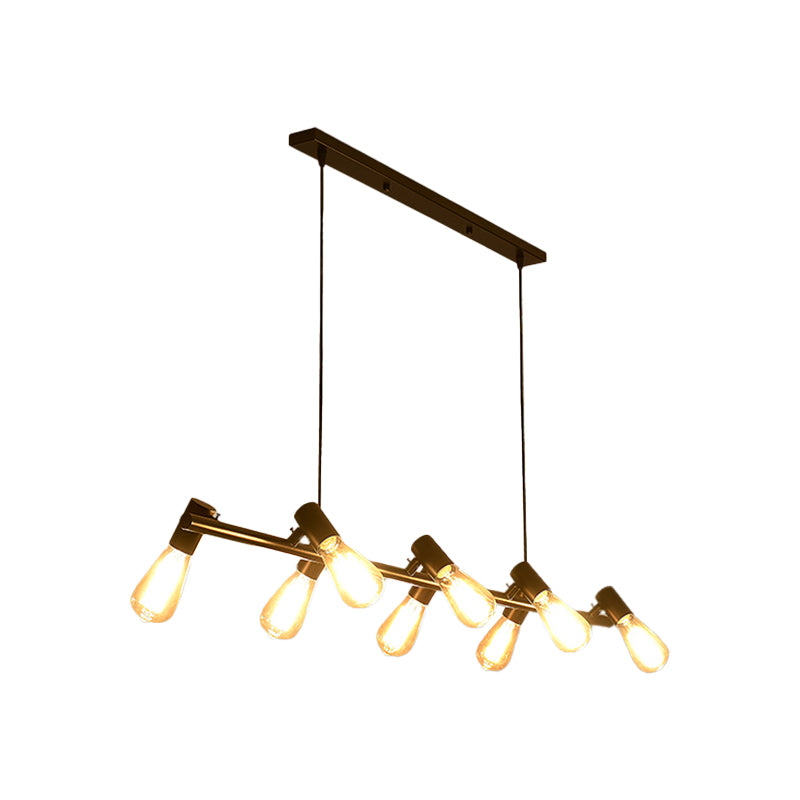Black Industrial Pendant Light Linear Shape Island Light with Metal Shade for Living Room