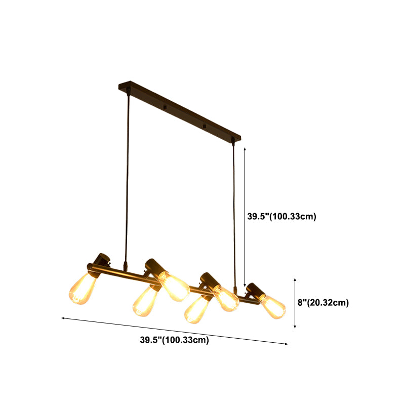 Black Industrial Pendant Light Linear Shape Island Light with Metal Shade for Living Room