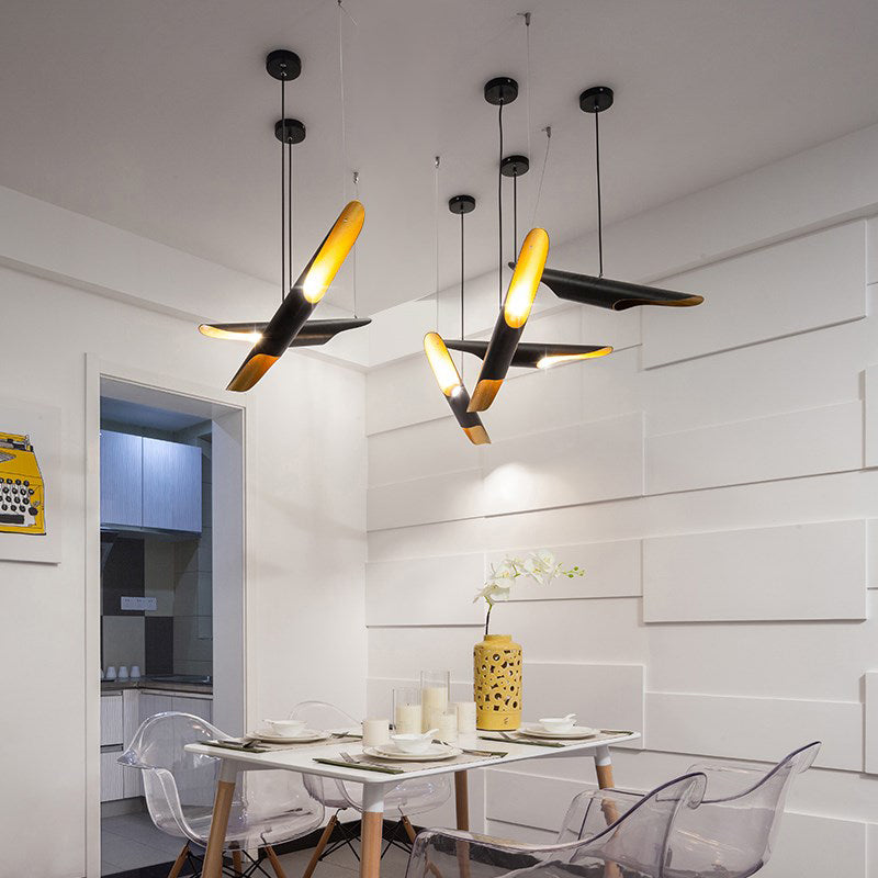 Industrial Pendant Light Linear Shape Island Lamp with Metal Shade for Living Room