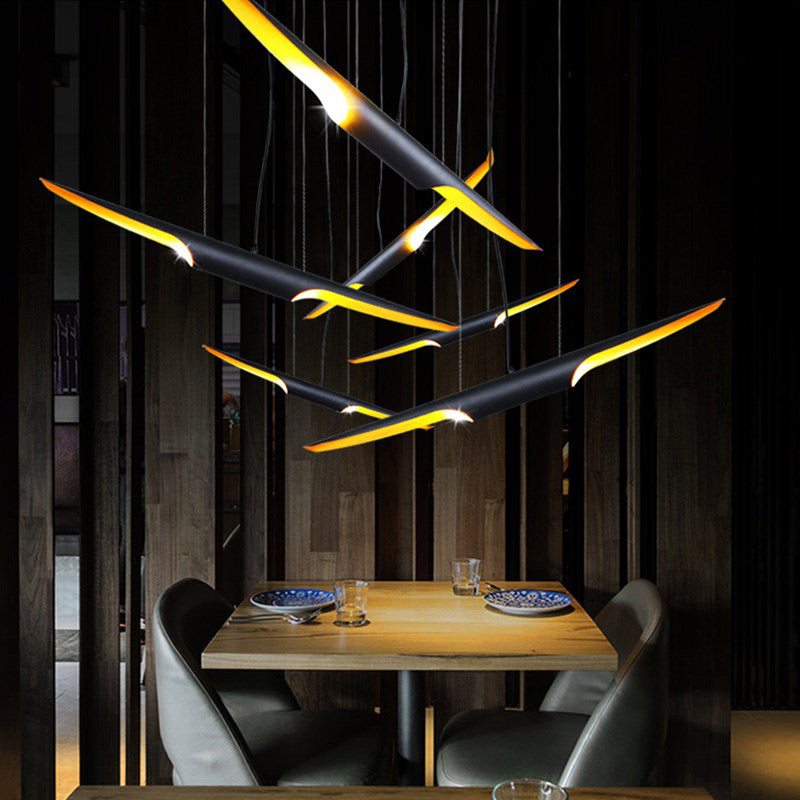 Industrial Pendant Light Linear Shape Island Lamp with Metal Shade for Living Room