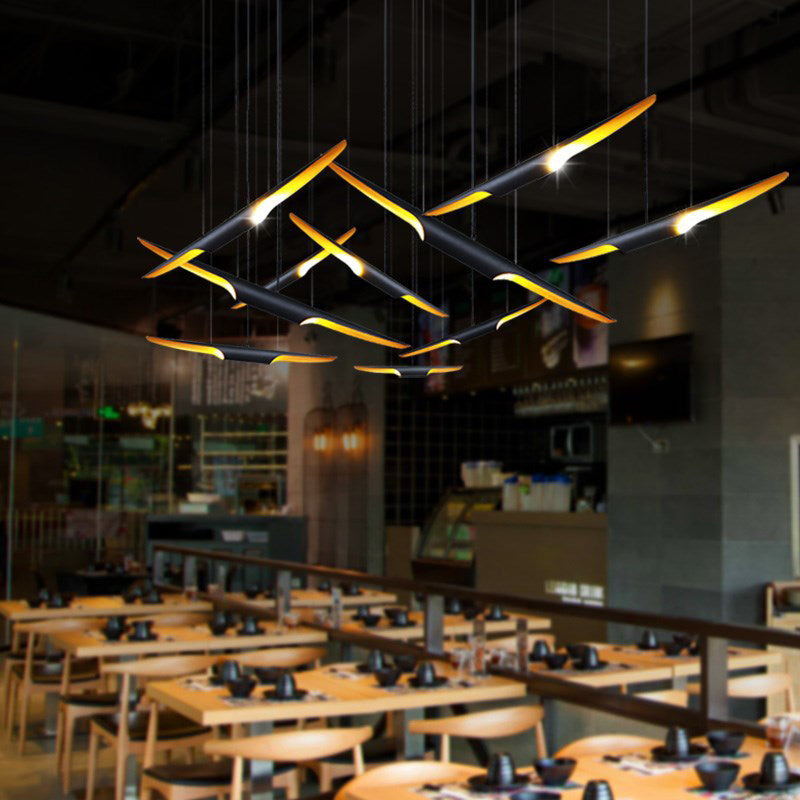 Industrial Pendant Light Linear Shape Island Lamp with Metal Shade for Living Room