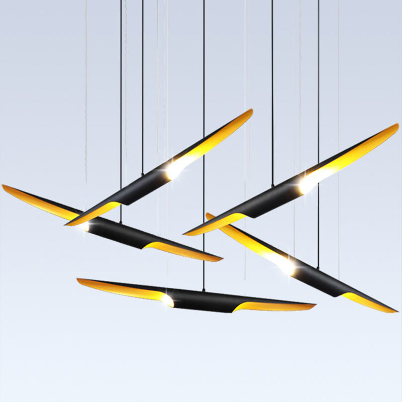 Industrial Pendant Light Linear Shape Island Lamp with Metal Shade for Living Room