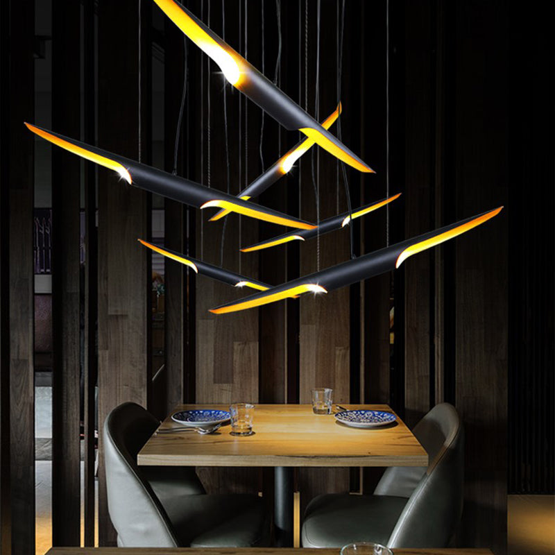 Industrial Pendant Light Linear Shape Island Lamp with Metal Shade for Living Room