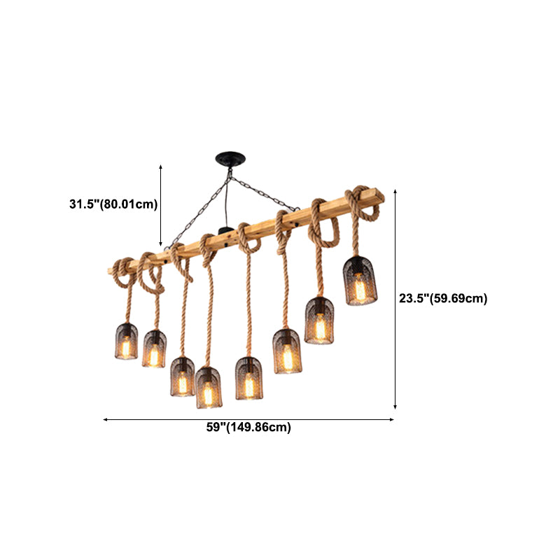 Industrial Wood Pendant Light Linear Shape Island Light with Metal Shade for Bar Counter