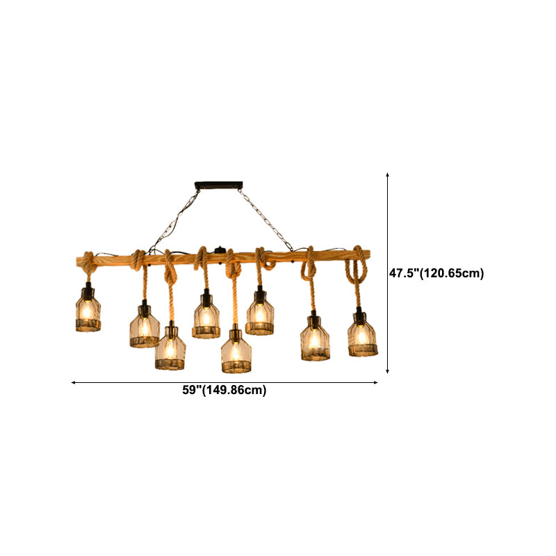 Industrial Wood Pendant Light Linear Shape Island Light with Metal Shade for Bar Counter