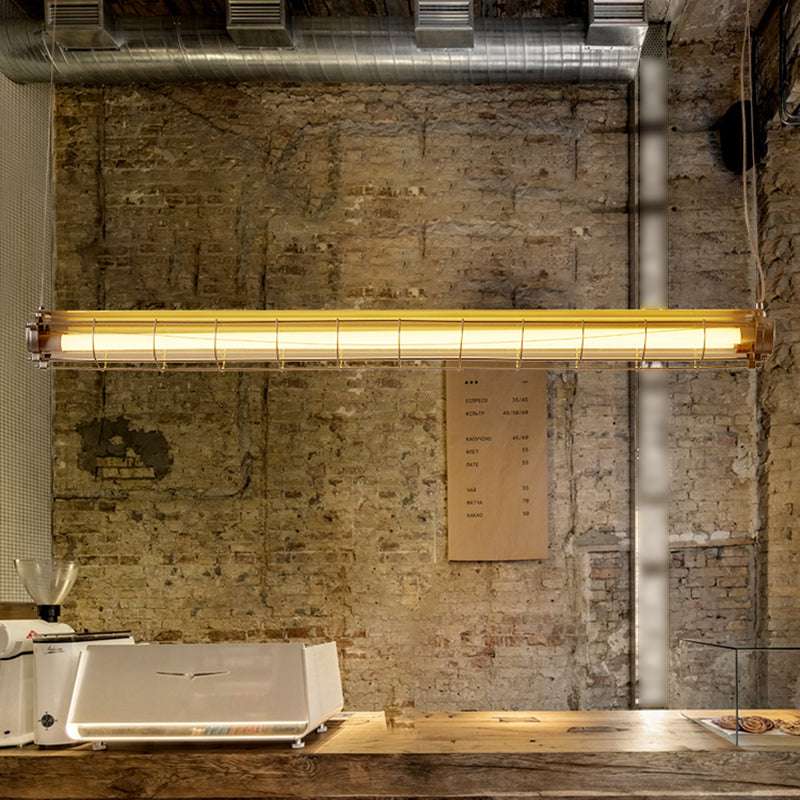 Industrial Style Iron Hanging Lamp Cylinder Shape Island Light for Dining Table