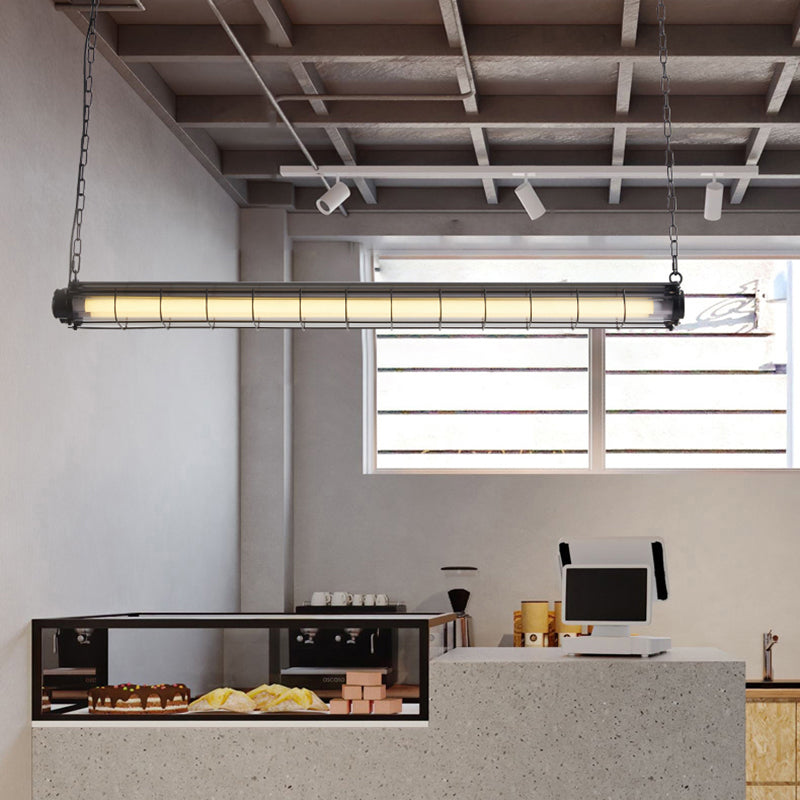 Industrial Style Iron Hanging Lamp Cylinder Shape Island Light for Dining Table