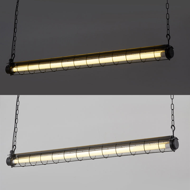 Industrial Style Iron Hanging Lamp Cylinder Shape Island Light for Dining Table