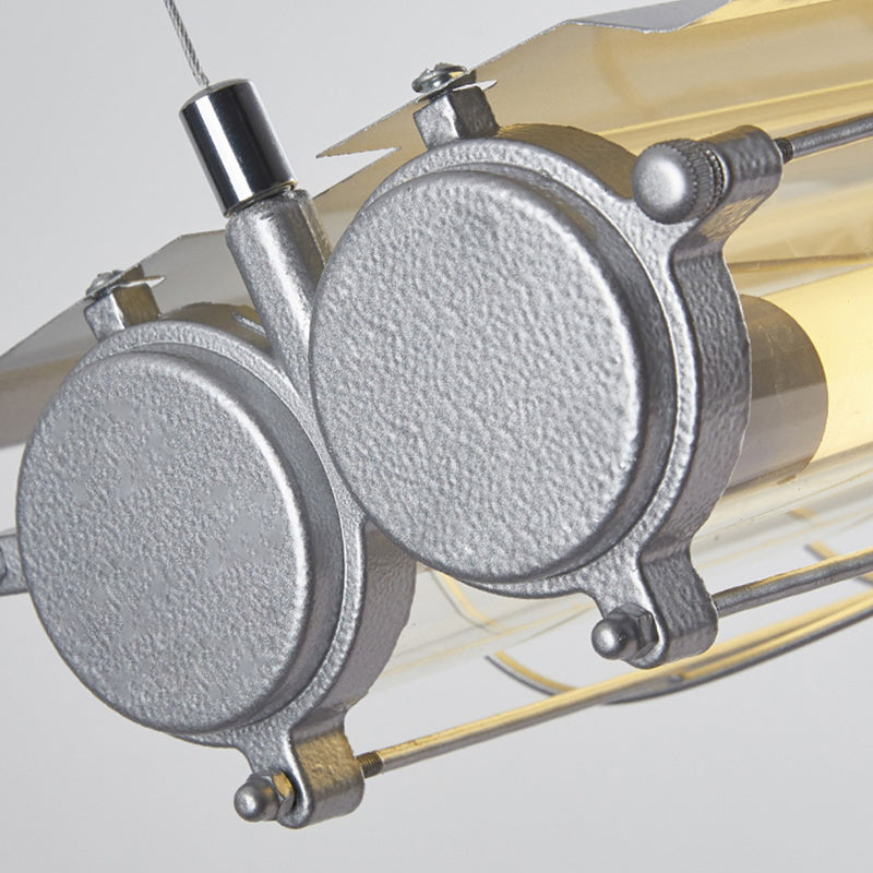 Industrial Style Iron Hanging Lamp Cylinder Shape Island Light for Dining Table