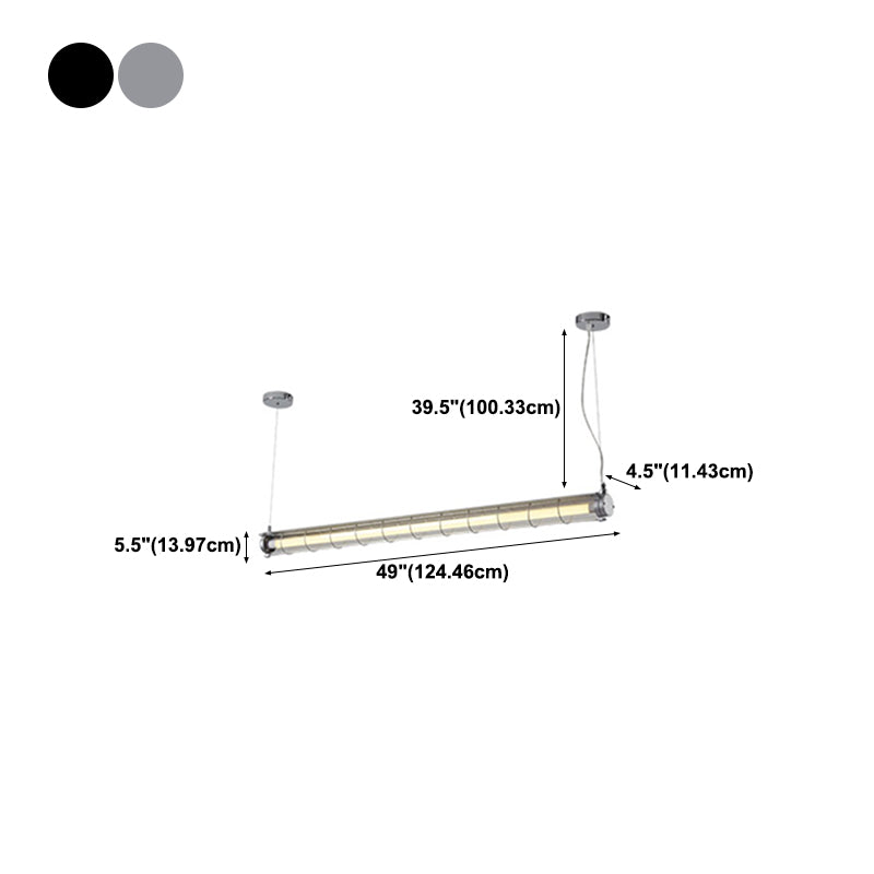 Industrial Style Iron Hanging Lamp Cylinder Shape Island Light for Dining Table