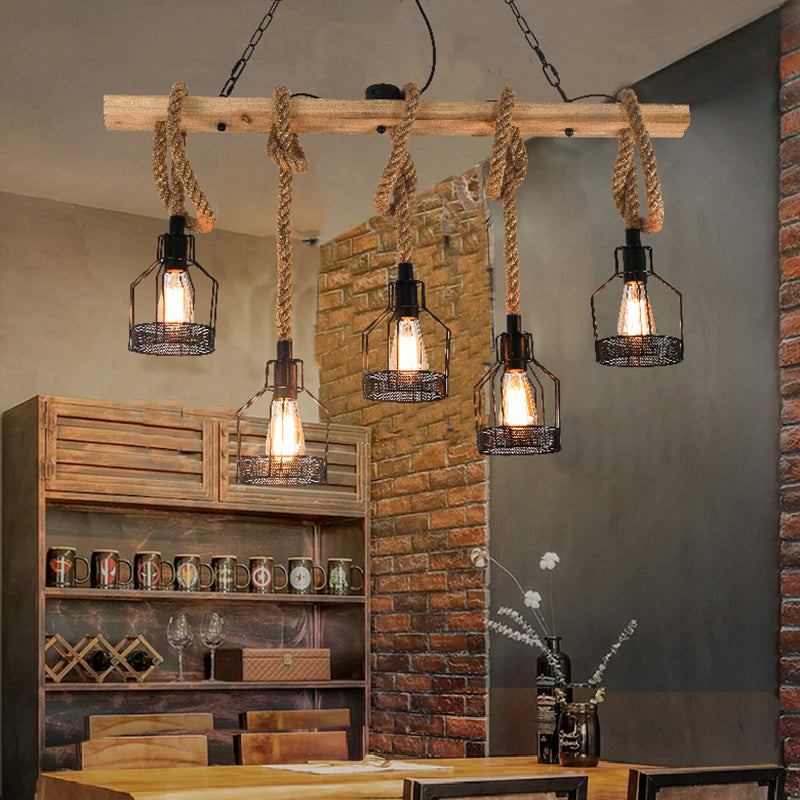 Industrial Island Light Household Metallic Hanging Lighting Fixture for Dining Room
