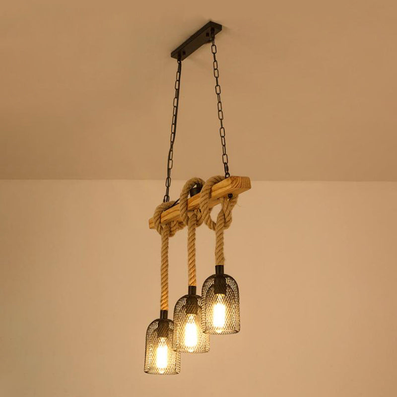 Industrial Wooden Island Light Household Hanging Lighting Fixture