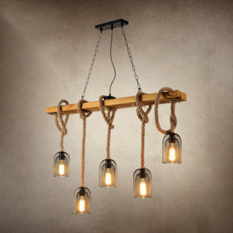 Industrial Wooden Island Light Household Hanging Lighting Fixture